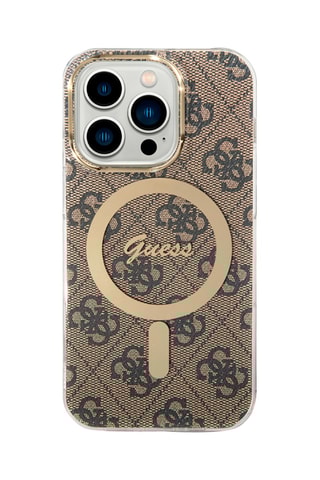 Set caricabatteria 15W Magsafe + Cover Magsafe 4G Marrone per iPhone 14 Pro Max - Guess