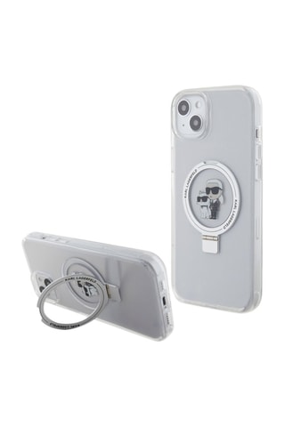 Cover TPU Ring Stand Magsafe Karl e Choupette per iPhone 15 Plus - Trasparente - Karl Lagerfeld