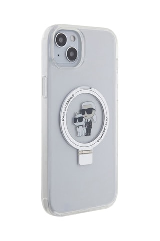Cover TPU Ring Stand Magsafe Karl e Choupette per iPhone 15 Plus - Trasparente - Karl Lagerfeld