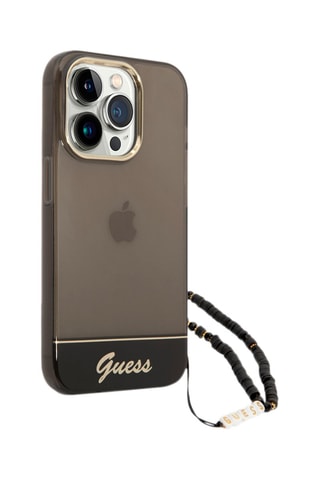 Cover Colors con cinghia con perline per iPhone 14 Pro Max - Nero translucido - Guess