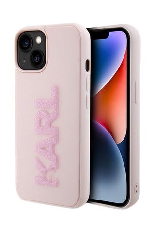 Cover 3D Rubber Karl Glitter per iPhone 15 Plus - Rosa - Karl Lagerfeld