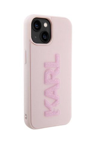 Cover 3D Rubber Karl Glitter per iPhone 15 Plus - Rosa - Karl Lagerfeld