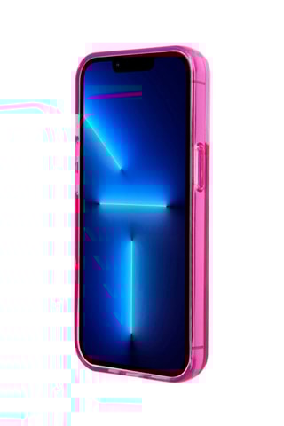 Cover Glitter Palm con glitter galleggianti per iPhone 14 Pro Max - Rosa translucido - Guess