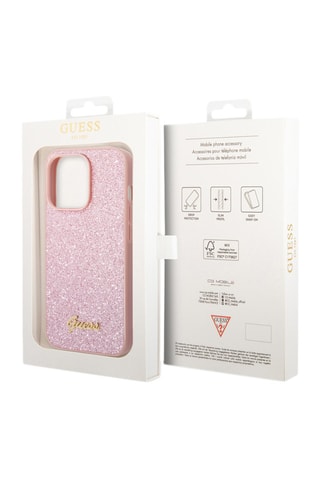 Cover TPU Glitter Script per iPhone 14 Pro Max - Rosa - Guess