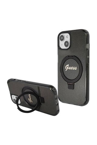 Cover TPU Ring Stand Magsafe per iPhone 15 Plus - Nero - Guess