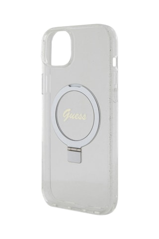 Cover TPU Ring Stand Magsafe per iPhone 15 Plus - Trasparente - Guess