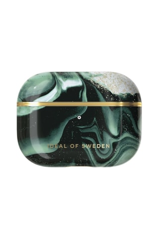 Estojo de proteção AirPods Pro 1 e 2 Golden Olive Marble - Preto e verde - Ideal of Sweden