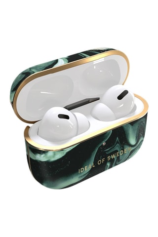 Estojo de proteção AirPods Pro 1 e 2 Golden Olive Marble - Preto e verde - Ideal of Sweden