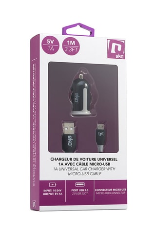 Kit 2 en 1 Eko - Chargeur voiture 1 A + câble 