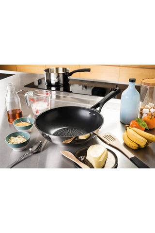 Wok antiadherente de acero inoxidable Expert Touch - 28 cm