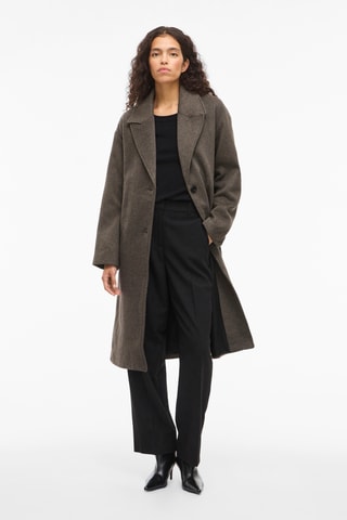 Wollen Jas - Gemêleerd Donkerbruin Vila