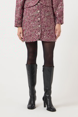 Rechte Tweed Rok - Bordeauxrood - Yas