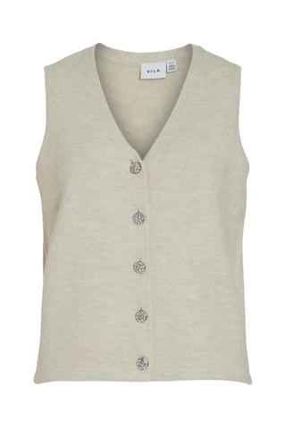 Mouwloos Vest - Gemêleerd Lichtgrijs - Vila