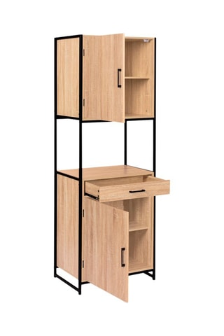 Credenza industriale 2 ante Memphis - Effetto legno e nero