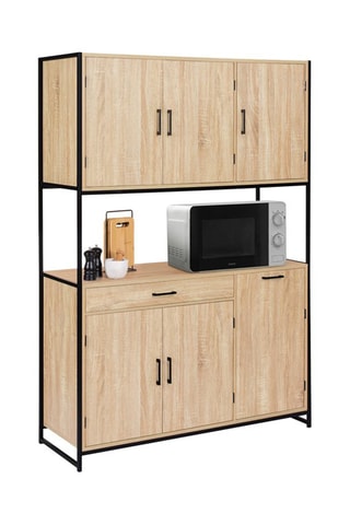 Credenza industriale 6 ante Memphis - Effetto legno e nero