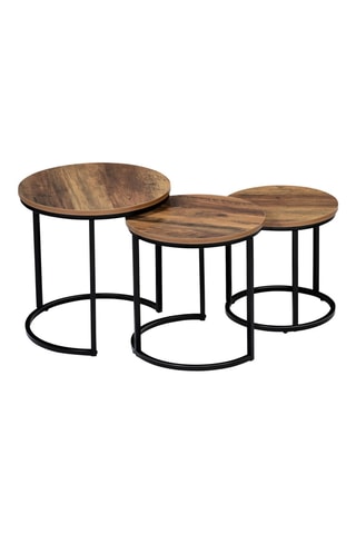 3 tavolini Elize - Effetto legno e nero