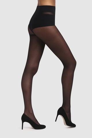 4 collant Diam's pancia piatta - 25 denari - Nero 