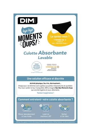 2 slip assorbenti lavabili Oups Classic - Nero