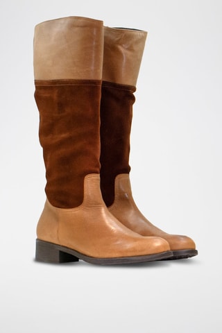 Stivali in crosta di pelle - Marrone