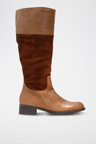 Stivali in crosta di pelle - Marrone