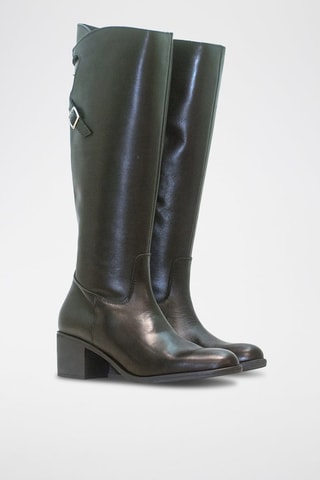 Stivali in crosta di pelle - Nero