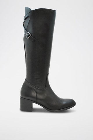 Stivali in crosta di pelle - Nero