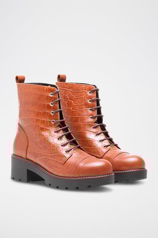 Stivaletti in pelle - Rosso mattone