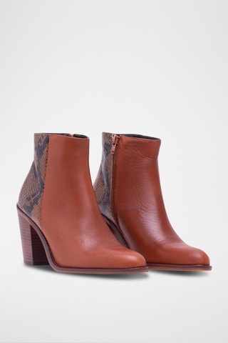 Stivaletti in crosta di pelle - Marrone e rosso mattone