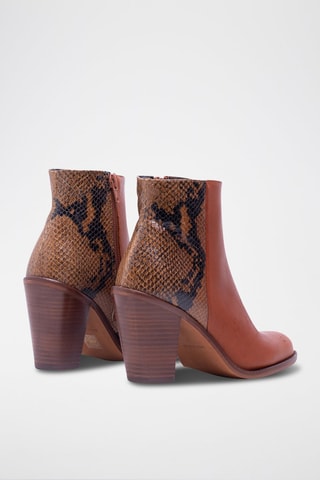 Stivaletti in crosta di pelle - Marrone e rosso mattone