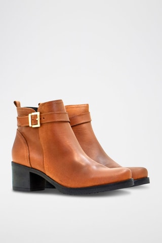 Stivaletti in crosta di pelle - Cammello