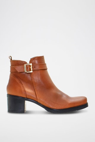 Stivaletti in crosta di pelle - Cammello