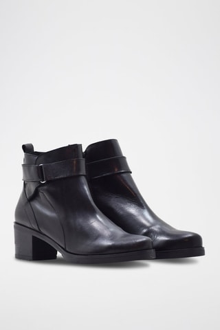 Stivaletti in crosta di pelle - Nero