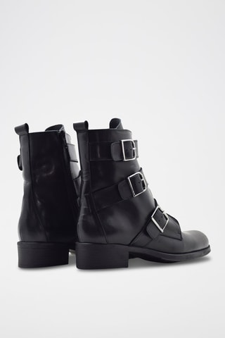 Stivaletti in crosta di pelle - Nero