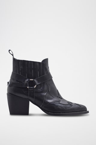 Stivaletti Beatles in crosta di pelle - Nero