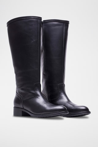 Stivali in crosta di pelle - Nero