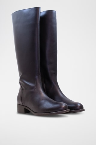 Stivali in crosta di pelle - Antracite