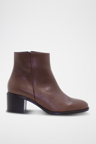 Stivaletti in pelle in crosta di pelle- Marrone