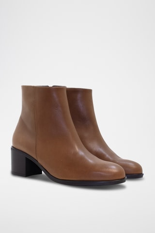 Stivaletti in pelle in crosta di pelle - Cammello