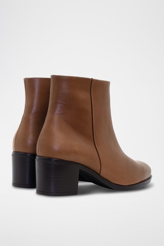 Stivaletti in pelle in crosta di pelle - Cammello