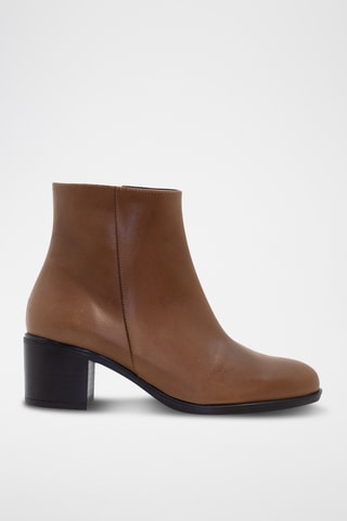 Stivaletti in pelle in crosta di pelle - Cammello