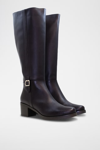 Stivali in crosta di pelle - Antracite