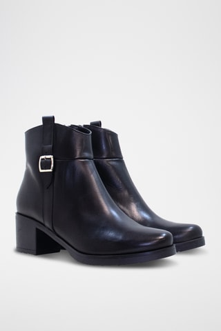 Stivaletti in crosta di pelle - Nero