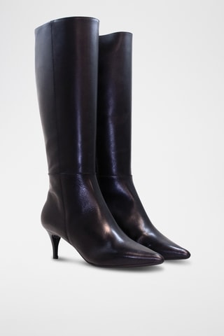 Stivali in crosta di pelle - Nero