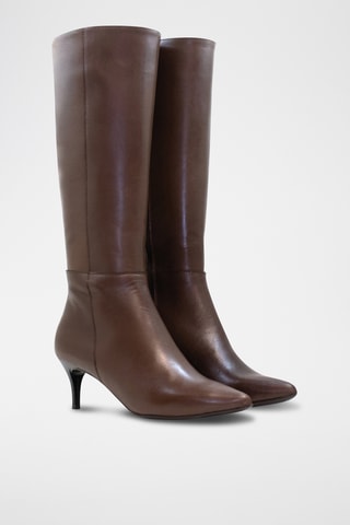 Stivali in crosta di pelle - Marrone