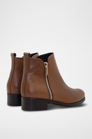 Stivaletti in crosta di pelle - Cammello