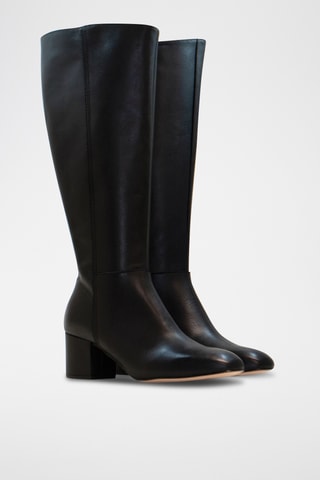 Stivali in crosta di pelle - Nero