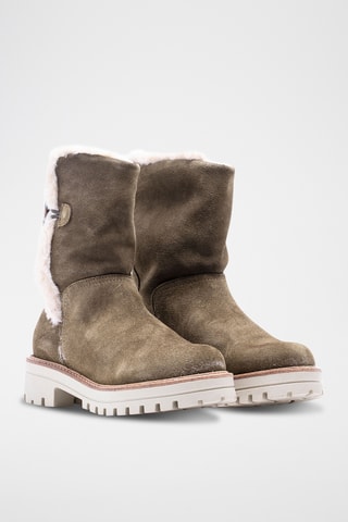 Stivaletti imbottiti in pelle scamosciata - Taupe