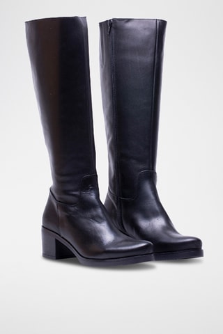 Stivali in crosta di pelle - Nero