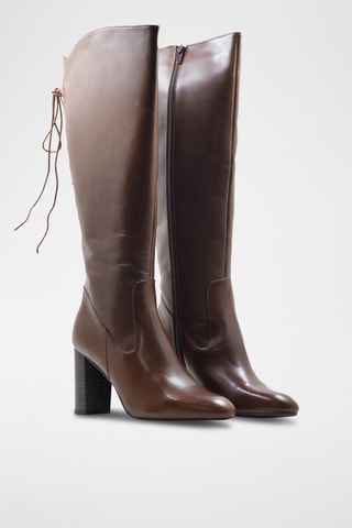 Stivali in crosta di pelle - Marrone