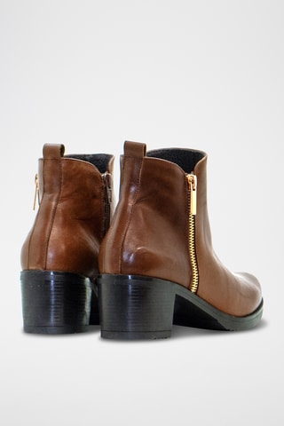 Stivaletti in crosta di pelle - Marrone